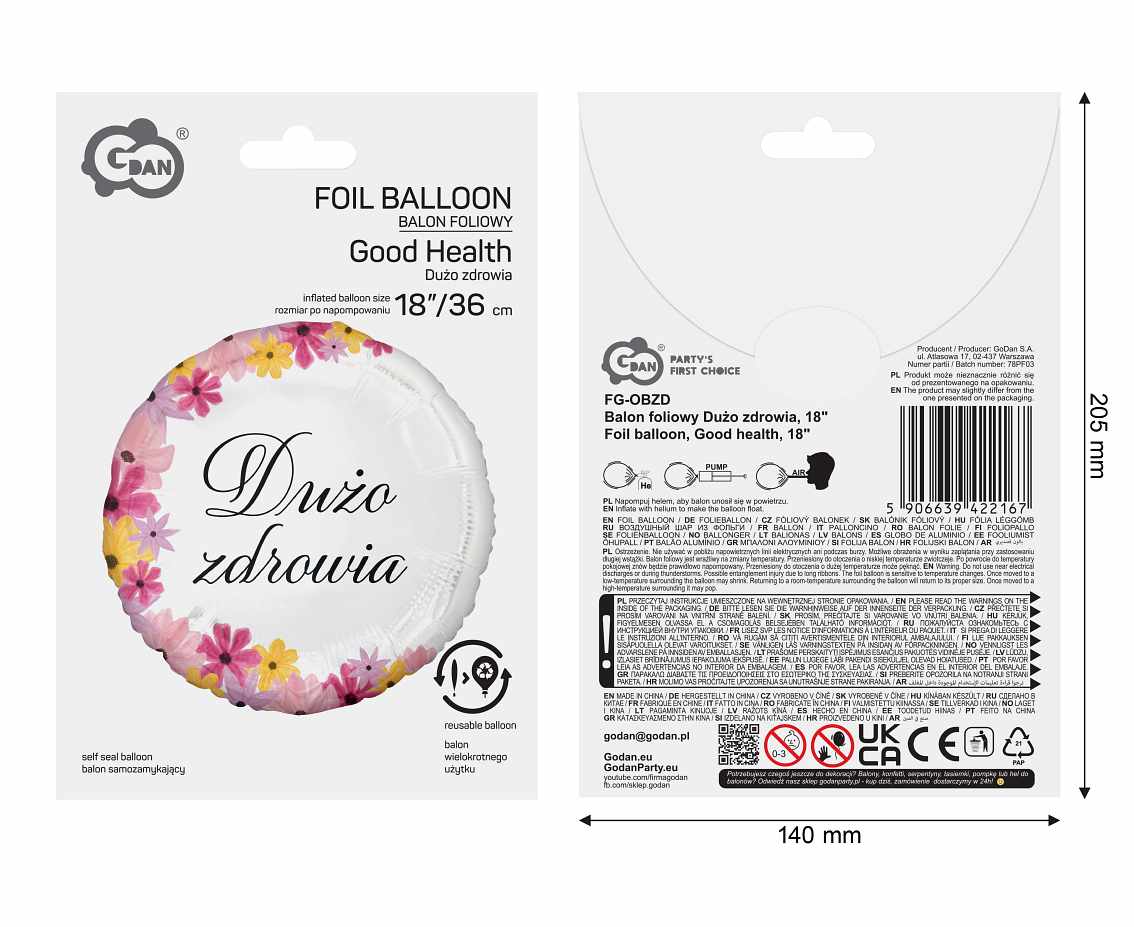 Balon foliowy 18" Dużo zdrowia FG-OBZD Godan
